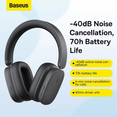 Imagem 4 de 9 de Headset Bluetooth Cancelamento Ruído Ativo Baseus H1
