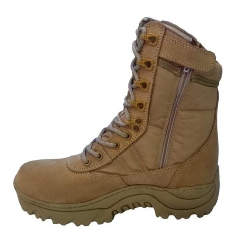 Bota Tenis Militar Con Cremallera Cosida Y Vulcanizada Beige