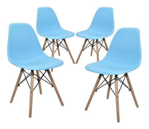 Set De 4 Sillas Eames Modernas Minimalistas Comedor Aqua