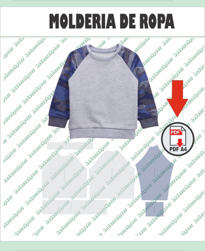 Molderia Textil Imprimible En Pdf A4 Buzos Ranglan Niños