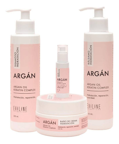 Kit Exiline | Argan | Shampoo, Balsamo, Serum Y Mascara