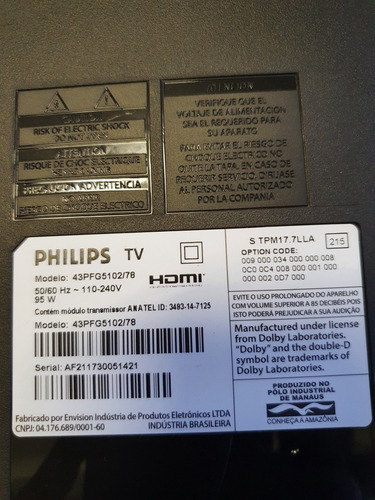 Tv Led Philips 43pfg5102/78