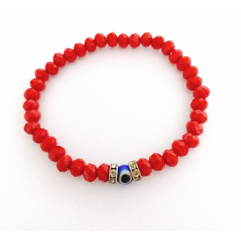 Pulsera Ojo Turco Nazar Envidia Amuleto Charm Cristal Rojo Diámetro 8.5 Cm Largo 17 Cm