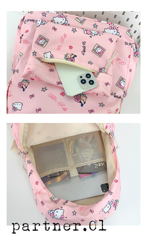 Bonita Mochila Escolar De Hello Kitty Con Dibujos Animados P