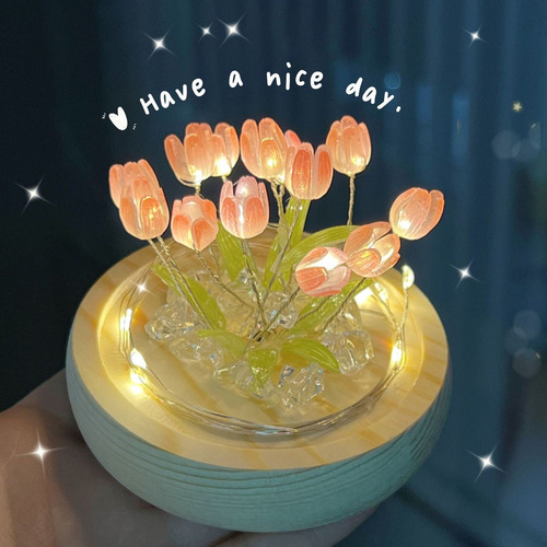 De Regalo Muchacha Luz Noche Flor Del Tulipán Led Diy