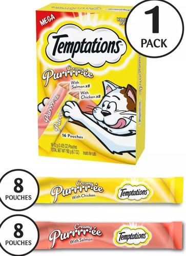 Premios Gato Temptations Pure 16 Piezas- Pollo Y Salmon