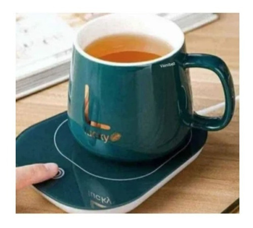 Imagen 3 de 10 de Calentador Eléctrico De Vidrio Templado Taza + Cuchara + Pad