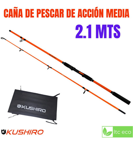 Imagen 1 de 10 de Caña Pescar Spinning 2.1 Mts Pesca Variada Kushiro 2 Tramos