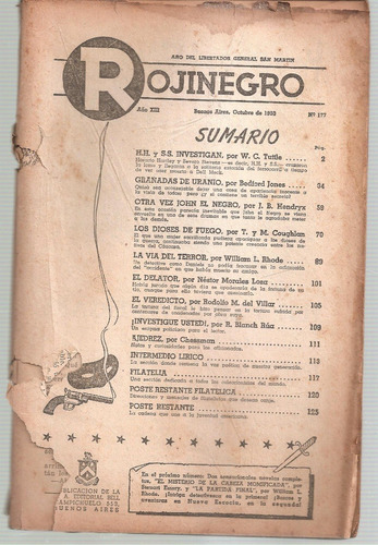 Revista Rojinegro Nº 177 Octubre 1950 - Sin Tapas