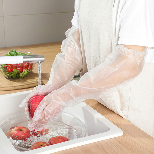 Guantes De Plástico Transparente Desechables Extralargos Par