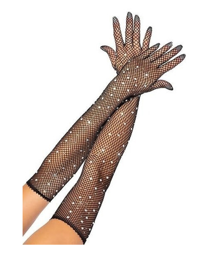 Guantes De Red Largos Con Strass