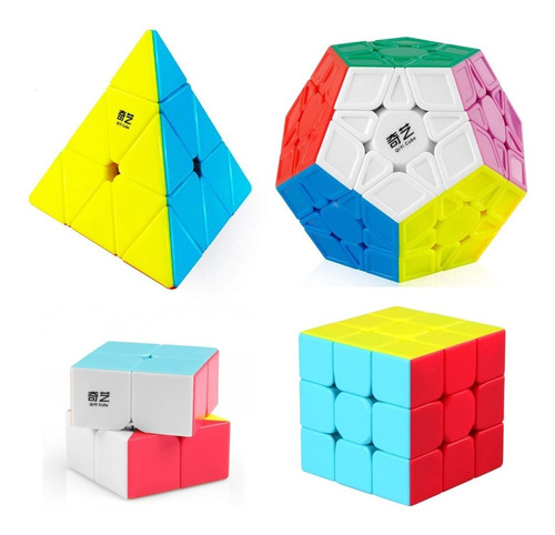 Pack Set 4 Cubo Velocidad Qiyi Pyra Mega 2x2 3x3 Stickerless