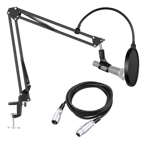 Kit Soporte Paral Brazo Anti Pop Cable Audio Xlr D Micrófono