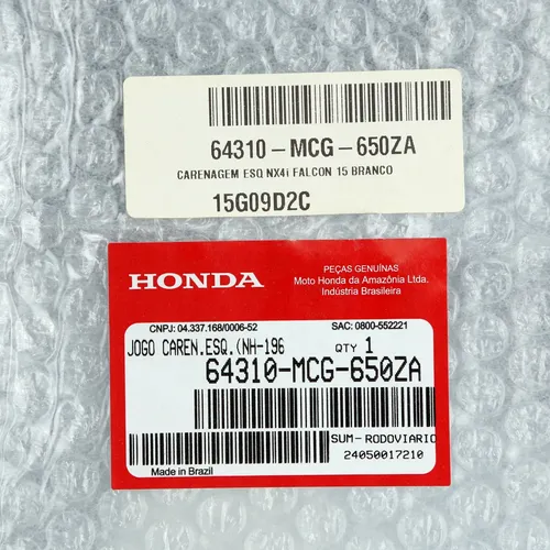 Carenagem Esquerda Nx4i Falcon 2015 Branco Original Honda