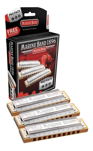 Kit 3 Gaitas Harmonicas Marine Band 1896/20 (cga) - Hohner