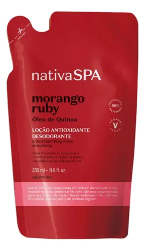 Refil Loção Hidratante Nativaspa Morango Ruby 350ml