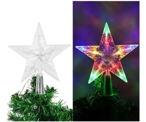 Estrela Ponteira Árvore Grd Led Enfeite De Natal Pisca Luz