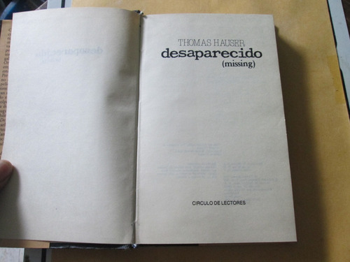 Desaparecido, Thomas Hauser (Usado)