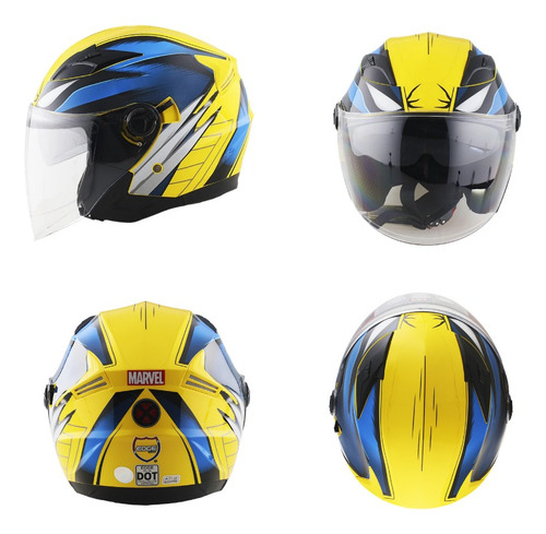 Casco Semi Integral Wolverine Edge Certificado Marvel Moto