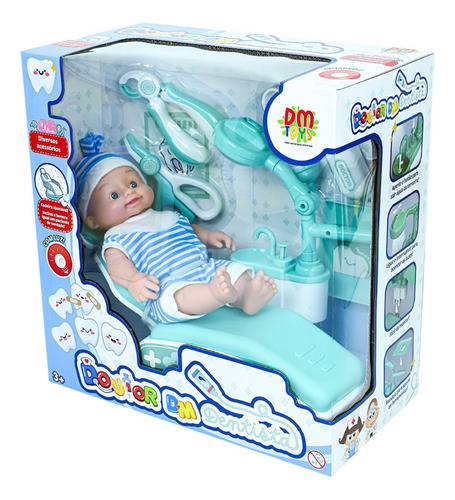 Boneco Dr Dentista Com Acessórios Cadeira Ajustável -dmtoys