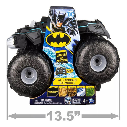 Carro Monster Jam Batman Control Remoto Resistente Al Agua Color Negro Personaje Batman