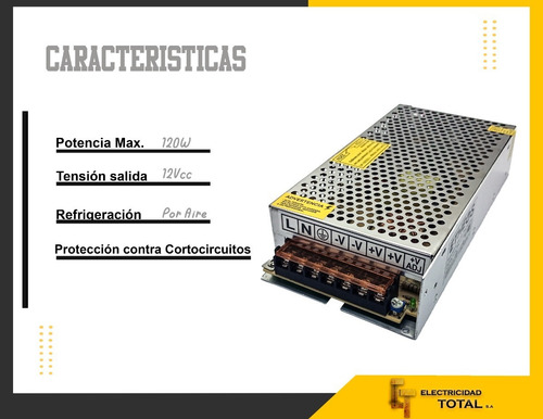 Imagen 2 de 10 de Fuente De Alimentacion Switching 120w 12v 10a