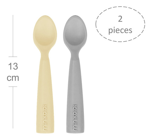 Imagen 2 de 9 de Set X2 Cucharas Silicona Premium Bebe Minikoioi Scoopers 6m+