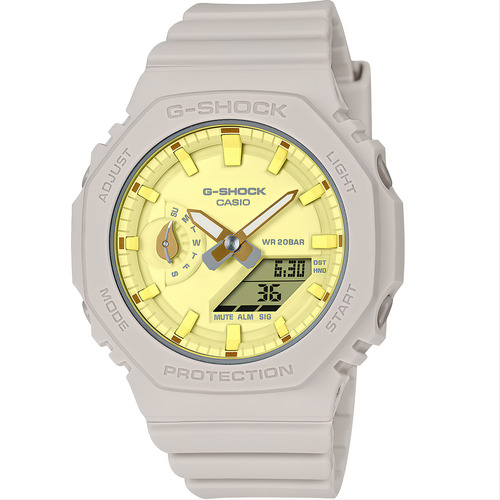 G-Shock Reloj Casio GMA-S2100NC-4ADR correa de protección con núcleo de carbono bisel gris fondo amarillo