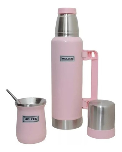 Termo 1200ml + Mate Con Bombilla Acero Inox, Set De Lujo