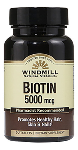 Biotina 5000mcg Windmill Biotin 60 Tabletas Biotina