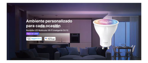 Set 4 Ampolletas Colores Smart Wi-fi Tapo Gu10 Google Alexa