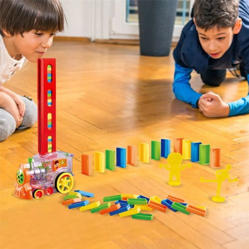 Imagen 5 de 8 de Tren Dominó Para Niños, Juego De Bloques De Construcción,