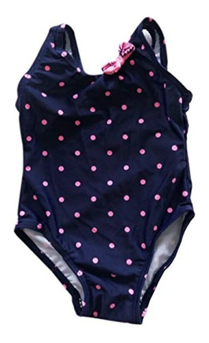 Traje De Baño Bebe Niña Una Pieza Con Puntos Rosas