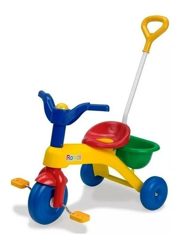 Imagen 1 de 2 de Triciclo Infantil Con Barra De Arrastre Bocina Canasto Rondi