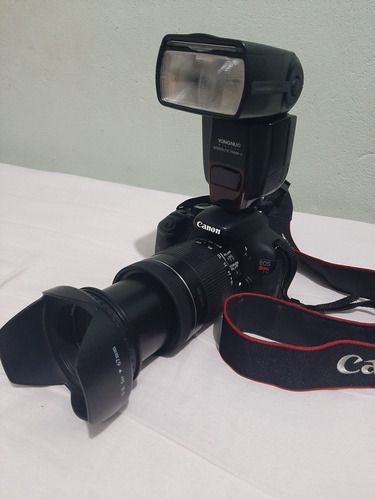 Maquina Canon T3i + Flash Yongnuo + Lente 18x135mm + Bolsa