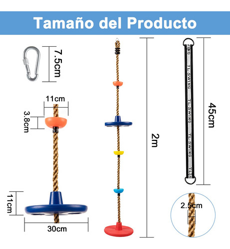 Columpio De Escalera De Cuerda Con Nudo Y Asiento Ajustable