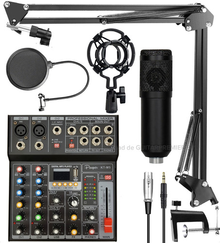 Kit Radio Grabacion Microfono Condenser Mixer Accesorios