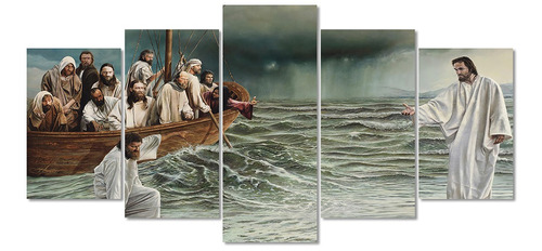 Quadro Decorativo Mosaico Jesus Sobre As Aguas Sala 158x65