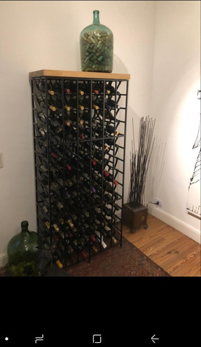 Imagen 6 de 7 de Vinoteca Mueble Bodega En Hierro Y Cuero Para Vinos