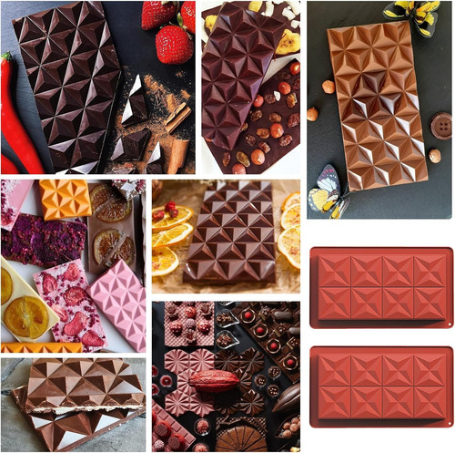 Moldes De Barra De Chocolate Dubai 2 Unidades Silicona Grues Color