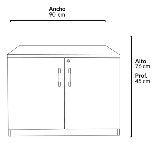 Imagen 4 de 4 de Gabinete Oficina Bajo Con Puertas 80x40x75