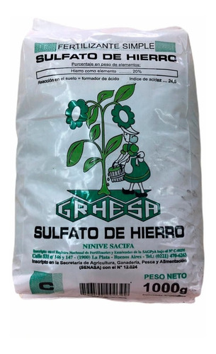 Imagen 1 de 9 de Sulfato De Hierro X 1 Kg Fertilizante Grhesa