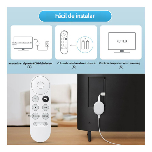 Velstron Control Remoto Compatible con Google TV Chromecast 4K Snow/HDTV, Reemplazo por Voz para Google TV G9N9N, GA01409-US, GA01919/20/23-US, GA02463-US, Reproductor de Streaming.