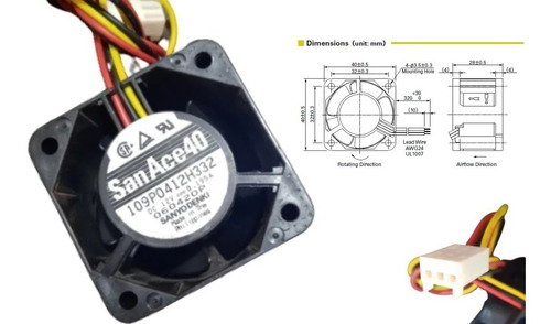 Cooler 12v 40x40x28mm 8700rpm San-ace40 109p0412h332