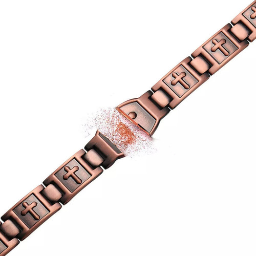 Pulseira Magnética Masculina De Cobre Com Cruz Cristã