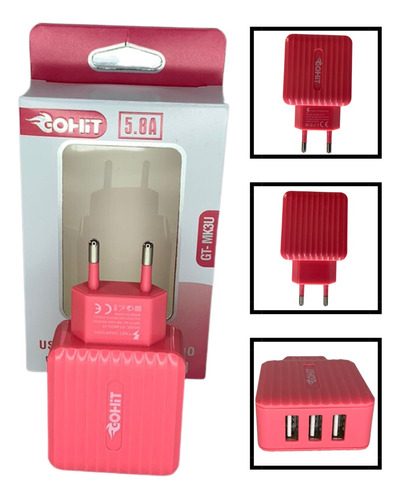 Carregador Rápido Fonte 3 Usb 5.8a Universal Gohit