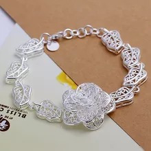 Pulsera De Plata De Alta Calidad Para Mujer, Brazalete De Pl