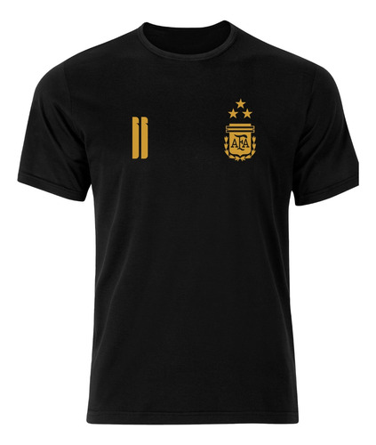 Camiseta Angel Di Maria Argentina Campeon Negra 3 Estrellas