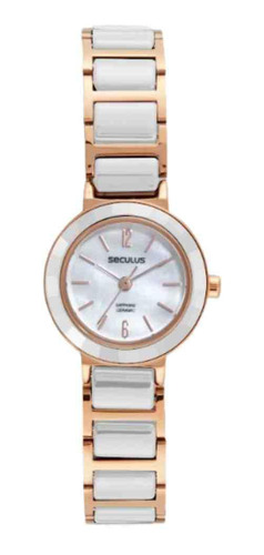 Relógio Seculus Feminino Branco/dourado 77238lpsvrq2a 21cm