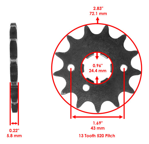 Caltric Front Drive Chain Sprocket For Yamaha Ytz250 Tri Cch